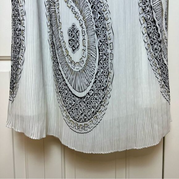 WHITE HOUSE BLACK MARKET Pleated Paisley Maxi Strapless Dress White Black Size 2 - Picture 4 of 9